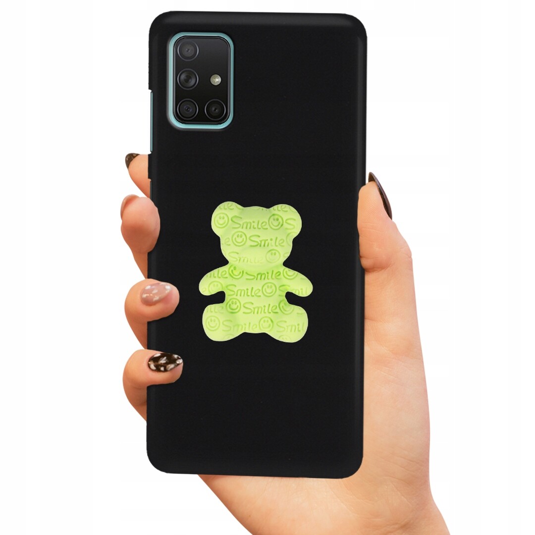 Pouzdro Matné Černé Pro Samsung A71 Zelený Medvídek