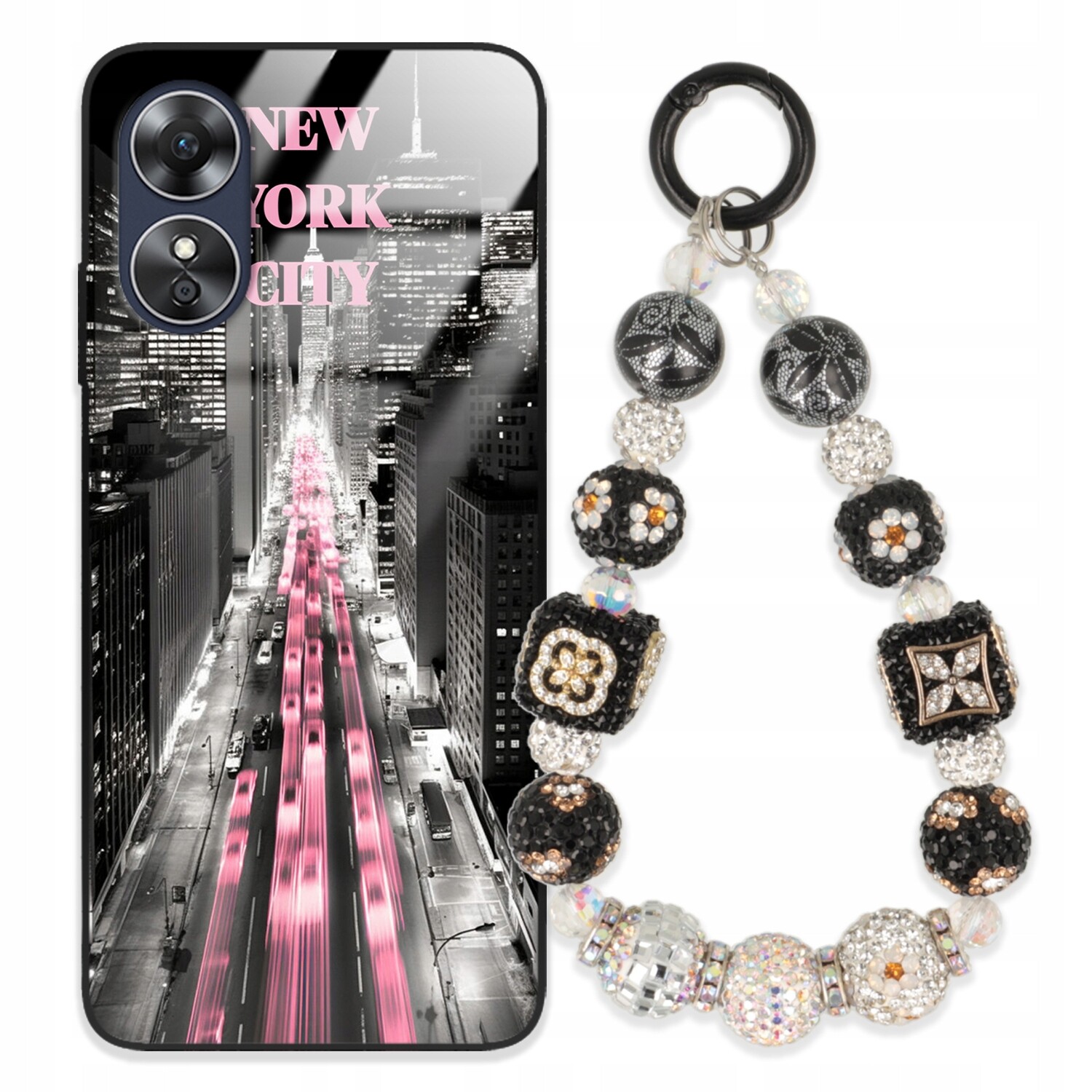 Pouzdro Pro Oppo A17 Case Glass Přívěsek Na Klíče Elegantní Kryt Premium Vzory