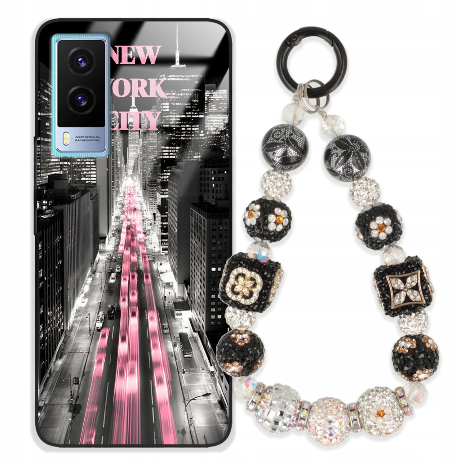 pouzdro na Vivo Y71T Case Glass| Přívěsek Na Klíče Elegantní Kryt Premium Vzory