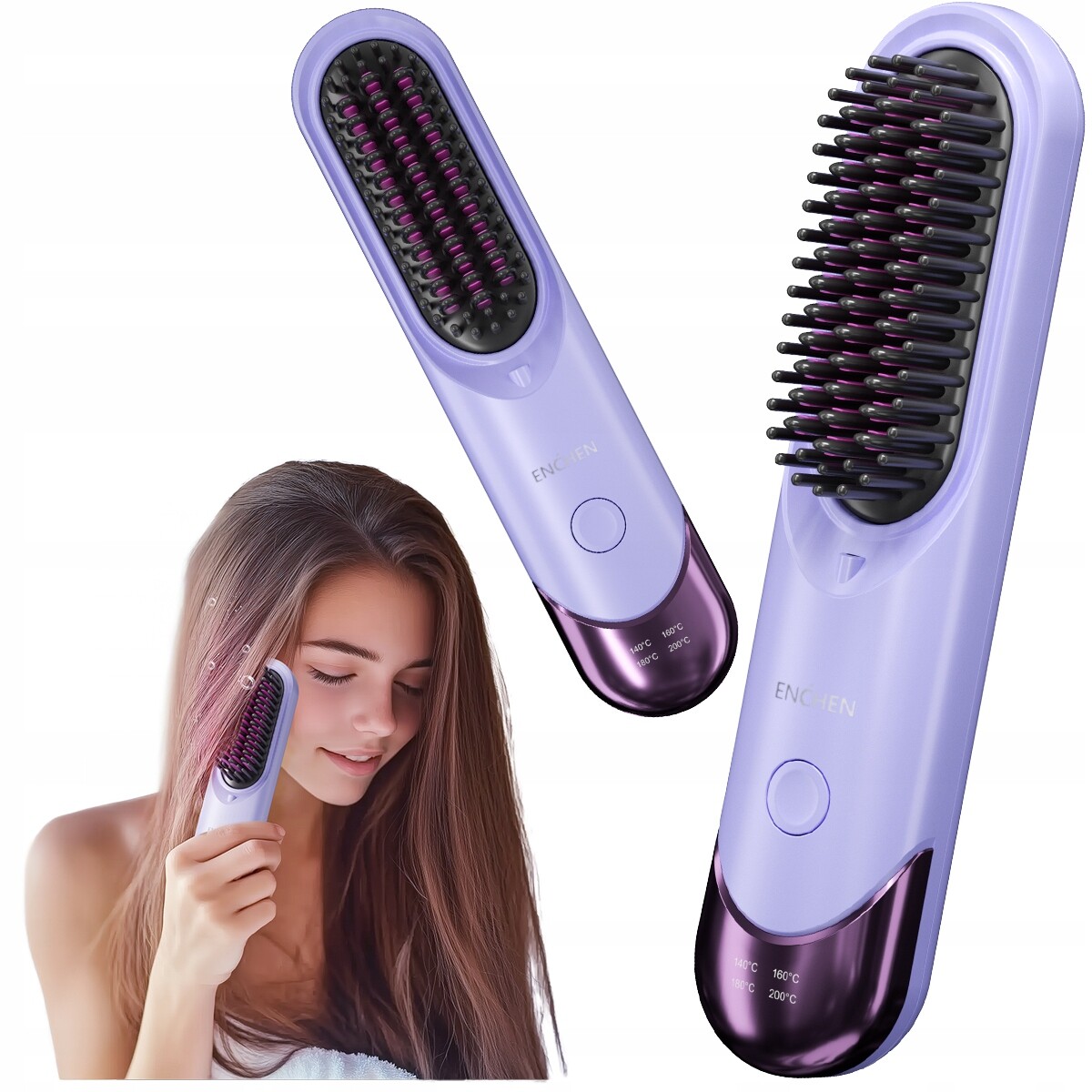 Bezdrátový narovnávací kartáč Jonization pro narovnávání vlasů Enchen H100