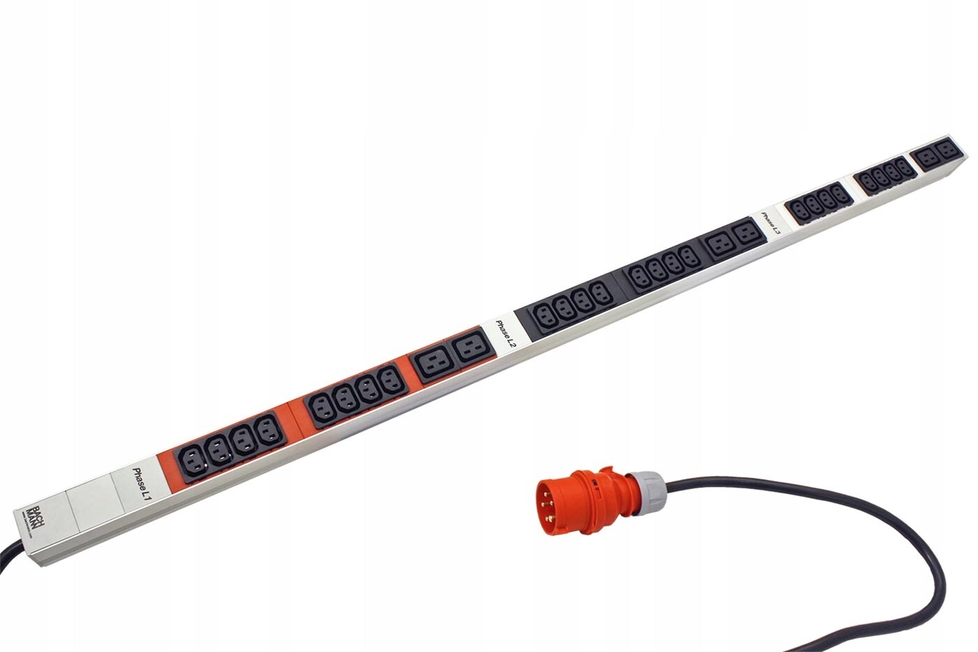 Bachmann Napájecí panel 24x C13, 6x C19, 3m, vidlice Iec 60309 3x16A, alu