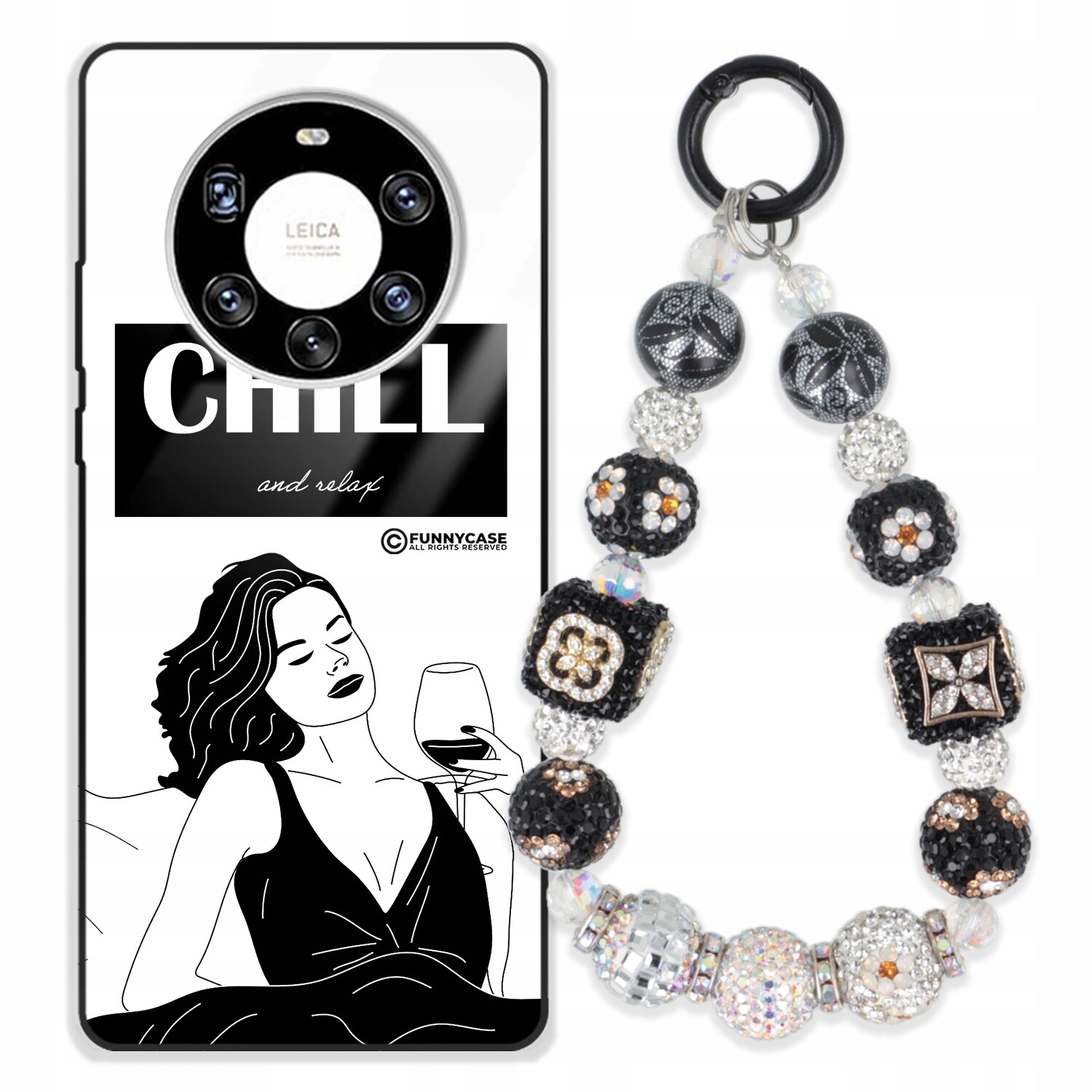 Pouzdro Pro Huawei Mate 40 Pro Plus Umělecké Dámské Přívěšek Na Klíče Přívěsek Na Klíče Zirkony Wz