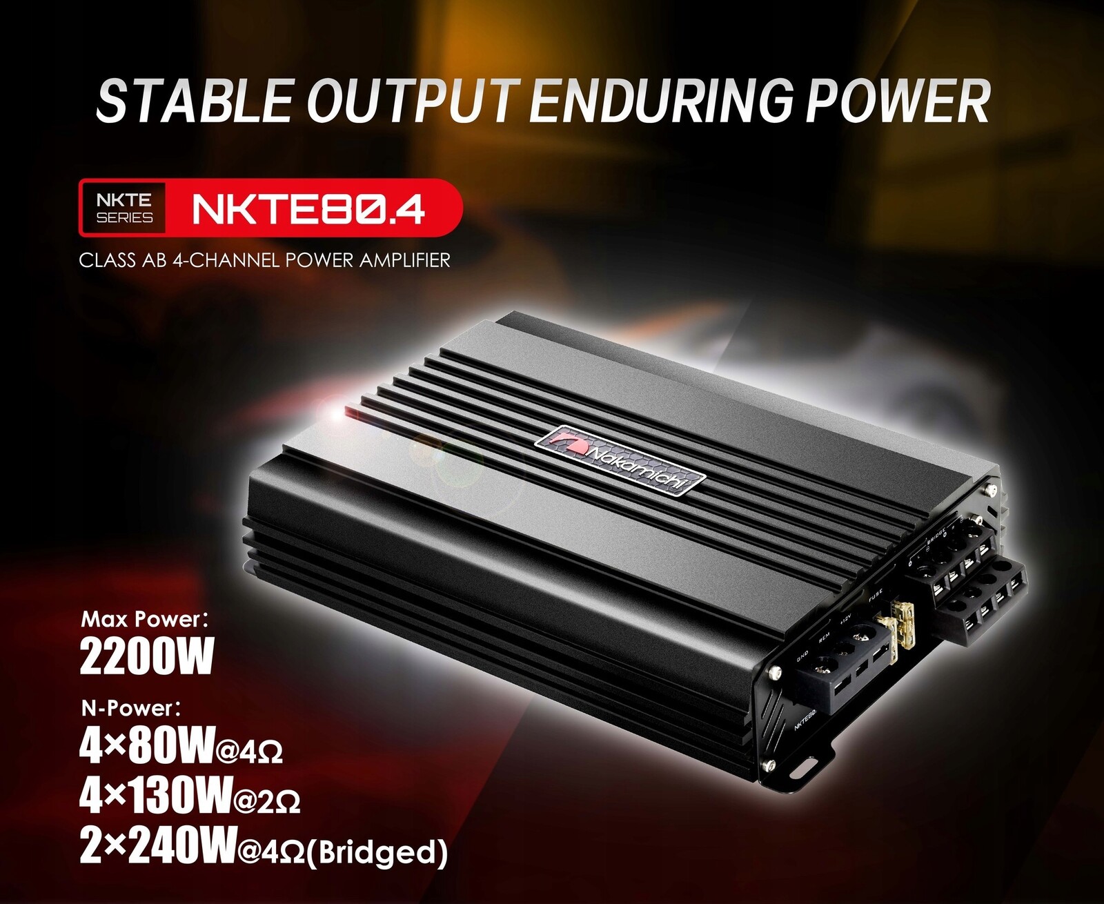 Nakamichi NKTE80.4 Zesilovač Výkonu Třídy Ab, 4-KANÁLOVÝ