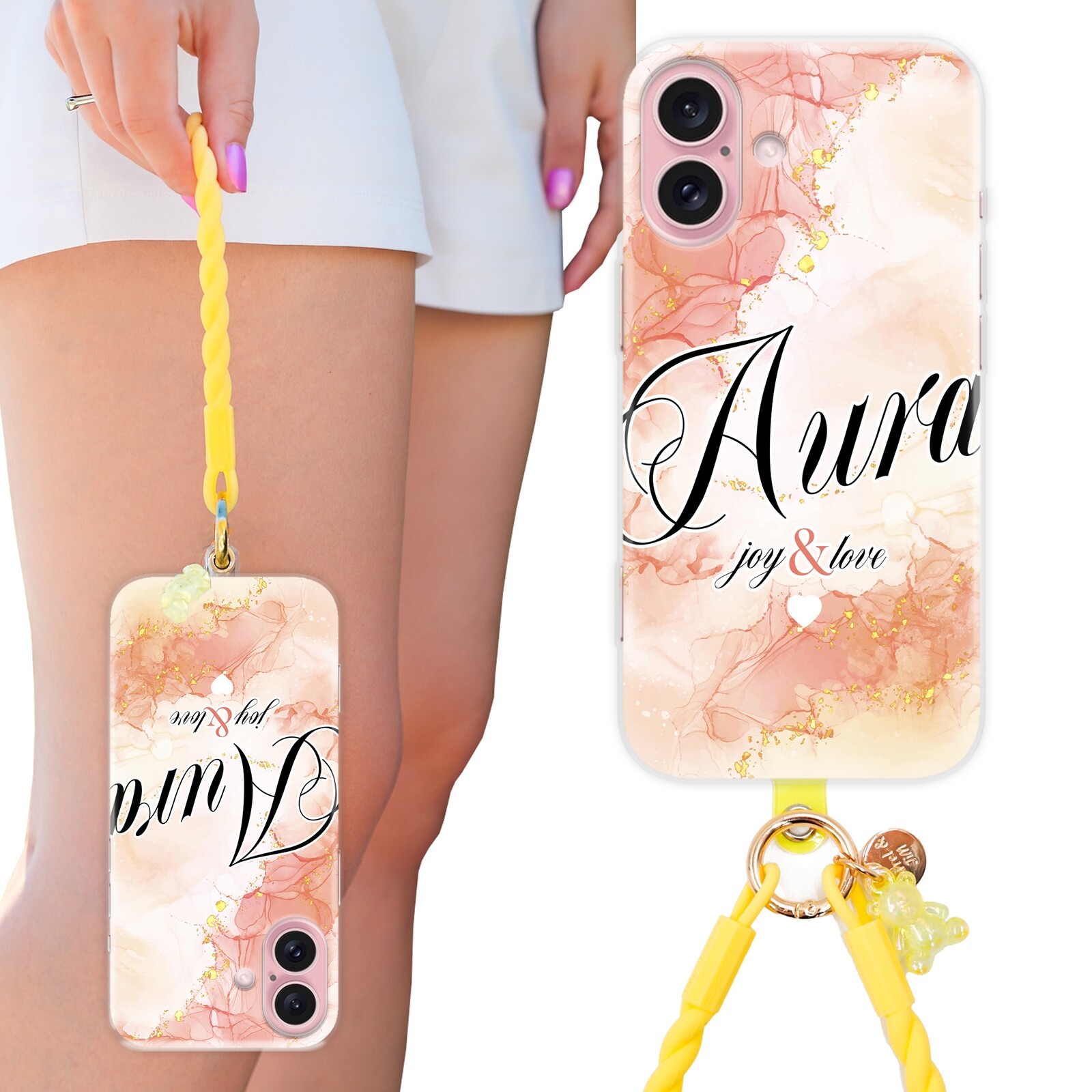 Pouzdro Pro Iphone 16 Módní ochranné pouzdro Aura pastelový vzor žluté vodítko