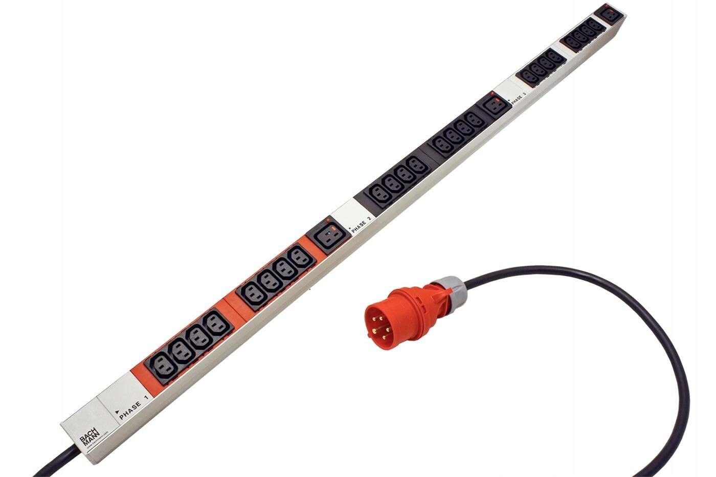 Bachmann Napájecí panel 24x C13, 3x C19, 3m, vidlice Iec 60309 3x16A, alu