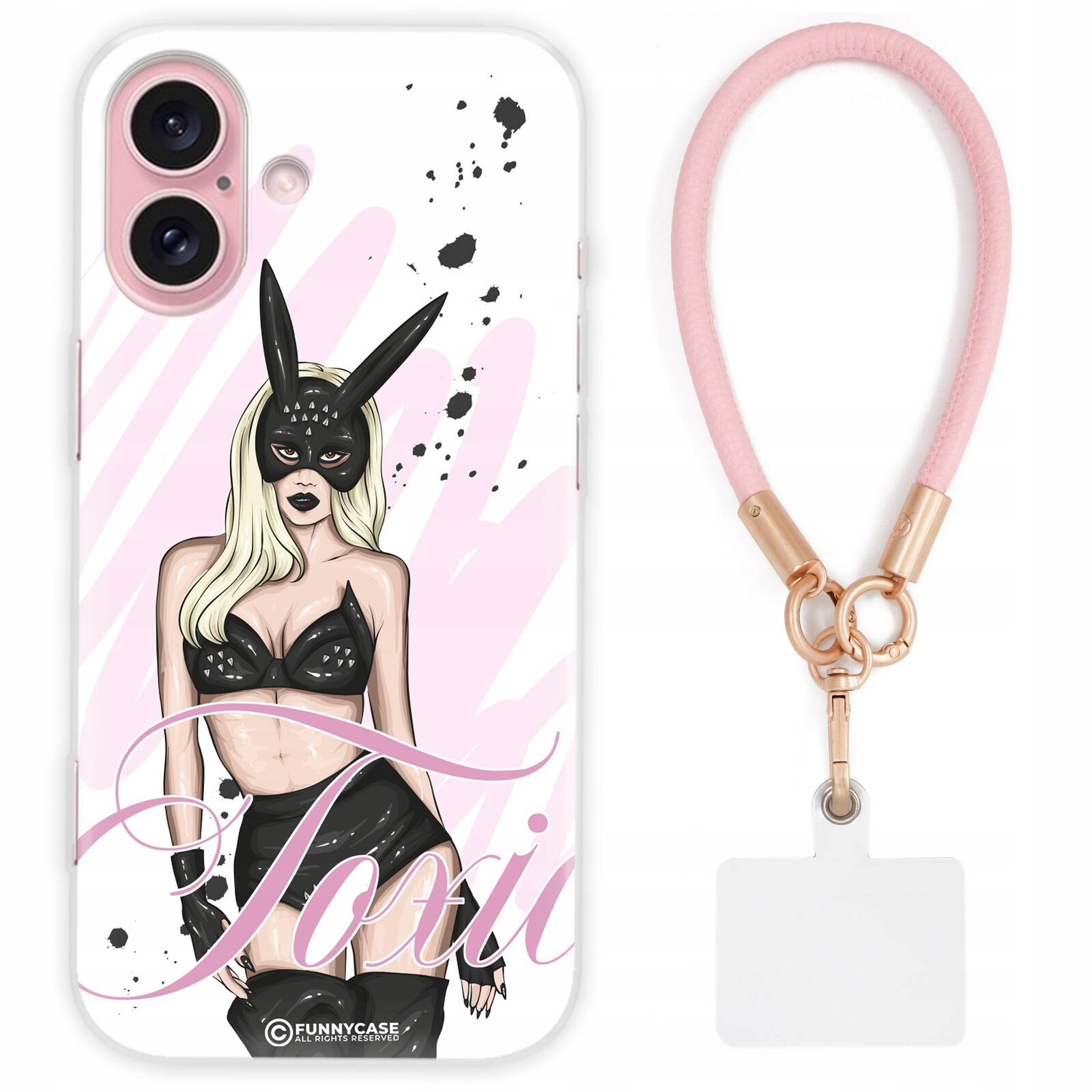 Pouzdro Pro Iphone 16 Case Ženské Bad Bitch Queen Růžové Kožené Vodítko Vzor