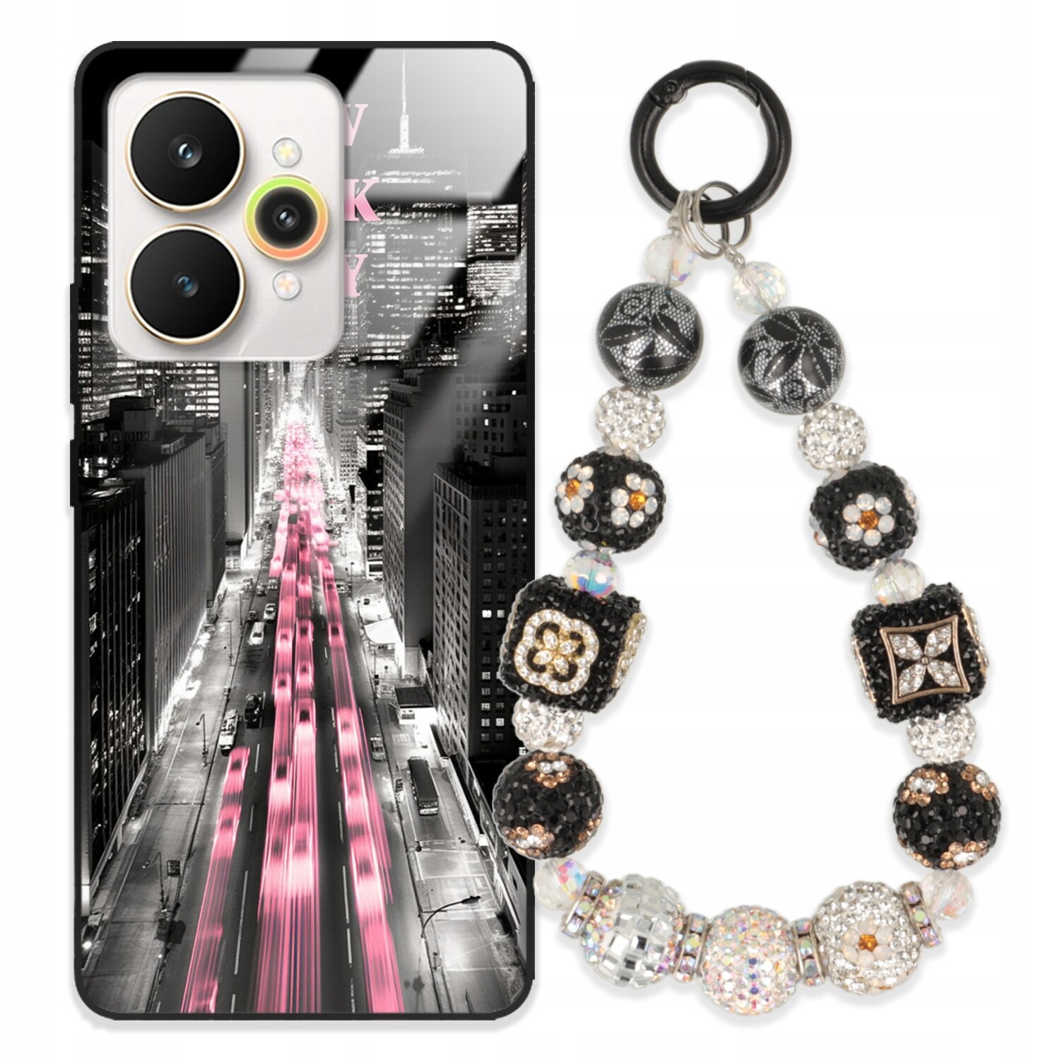 Pouzdro Pro Realme 15 5G Glass Přívěsek Na Klíče Elegantní Kryt Premium Vzory