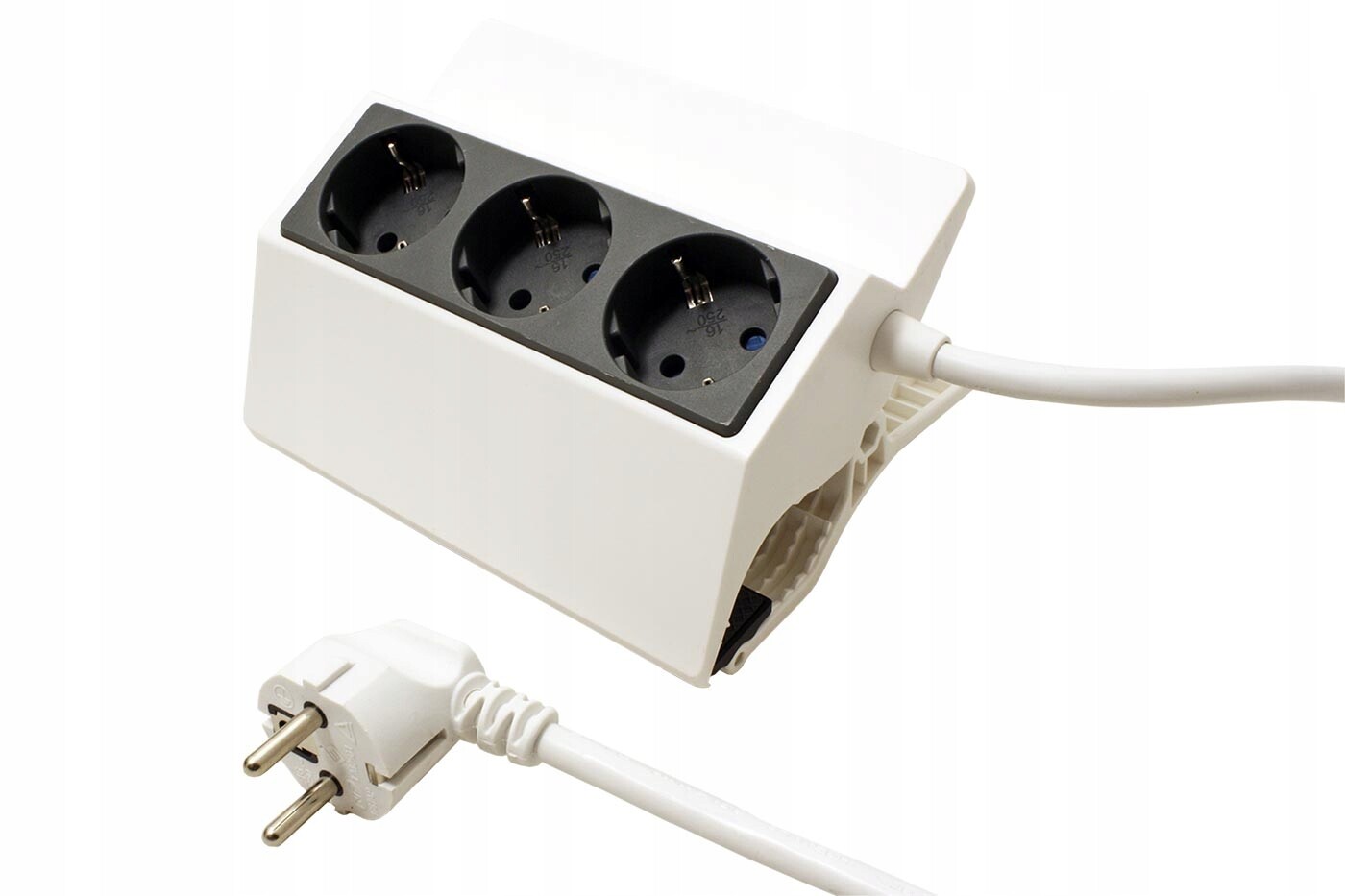 Bachmann Peggy násobná zásuvka 16A s příchytkou, 3x zásuvka De, bílá, 3m