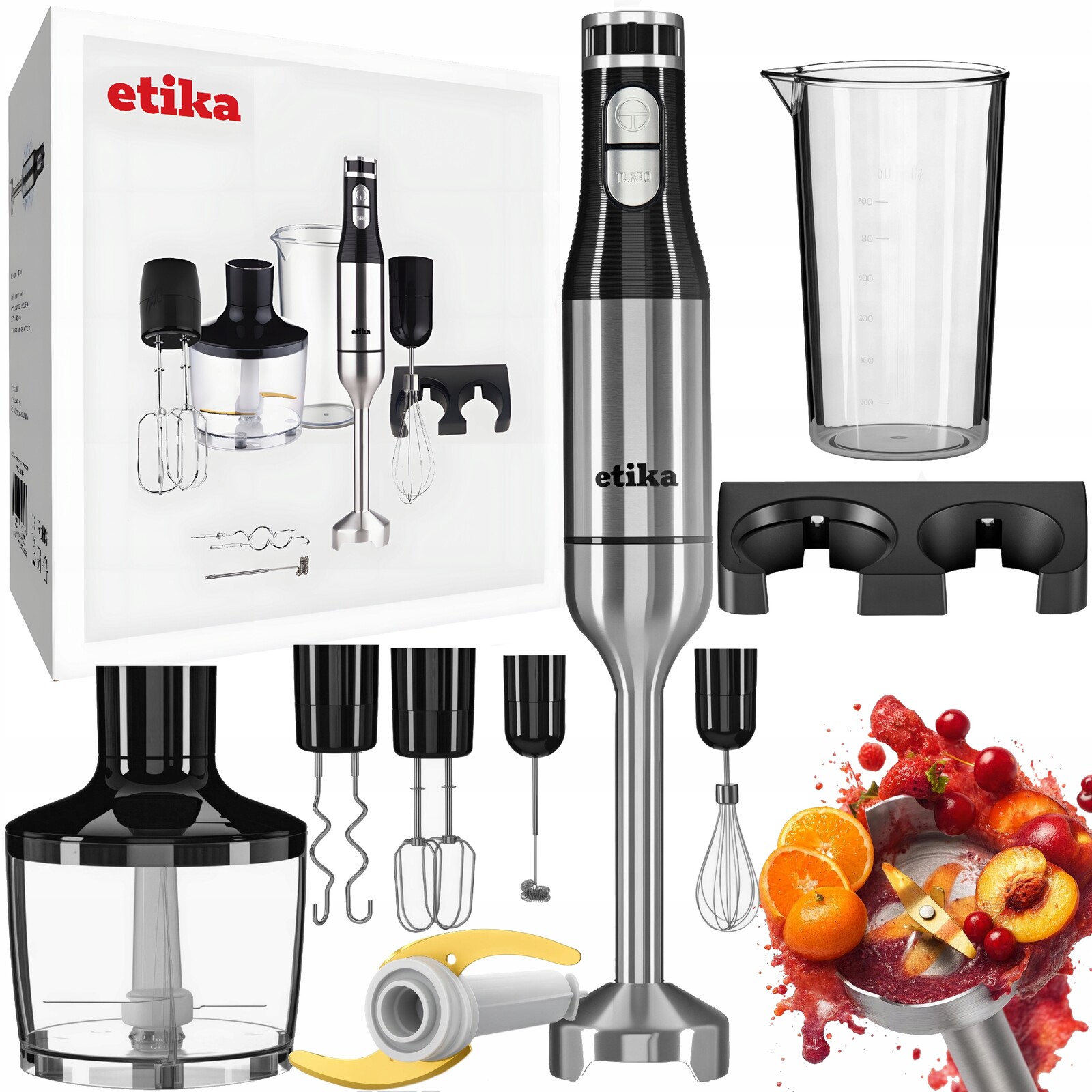 Ruční mixér Etika 1200 W černý, 18 rychlostních stupňů, titanové ostří