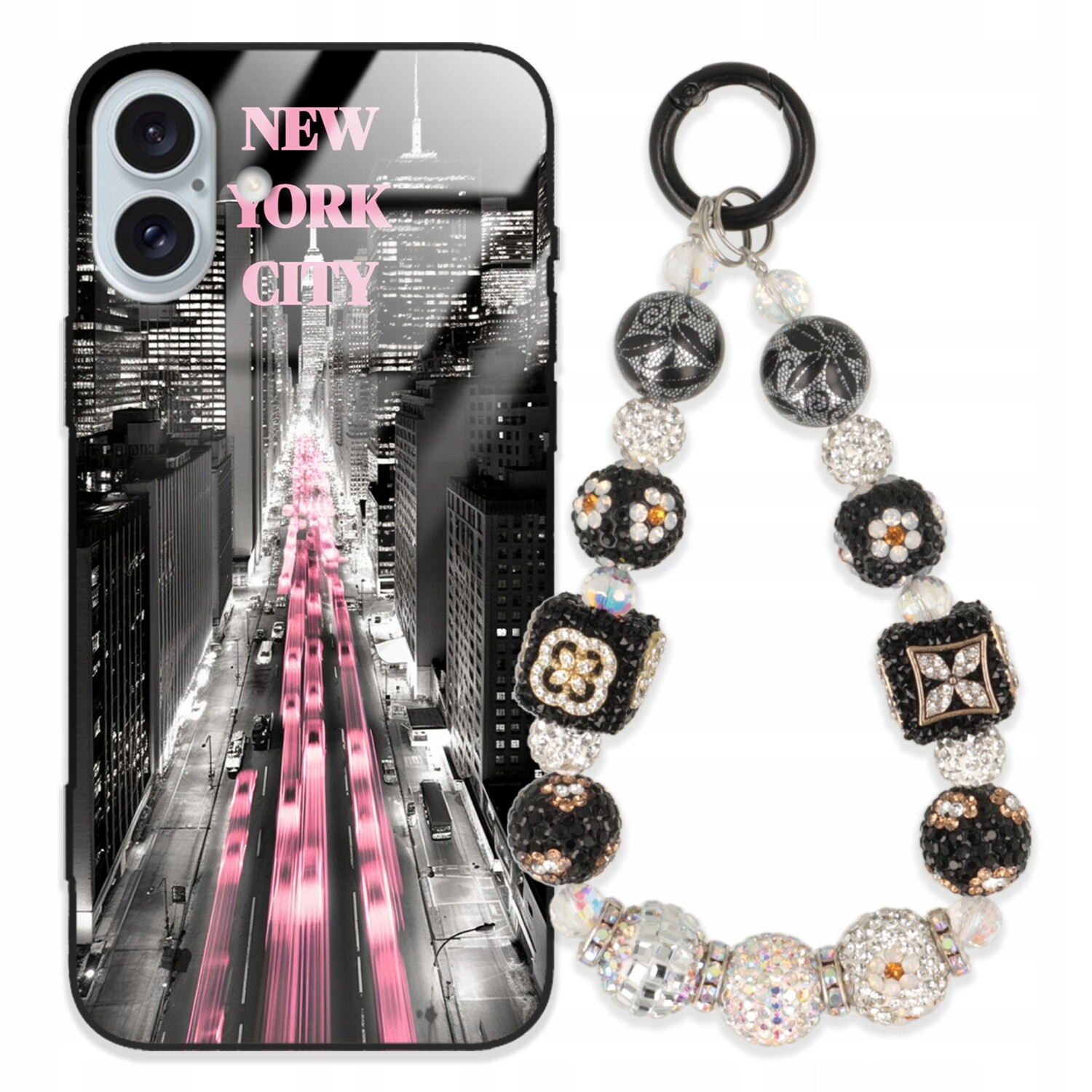 Pouzdro Pro Iphone 16 Plus Glass Přívěsek Na Klíče Elegantní Kryt Premium Vzory