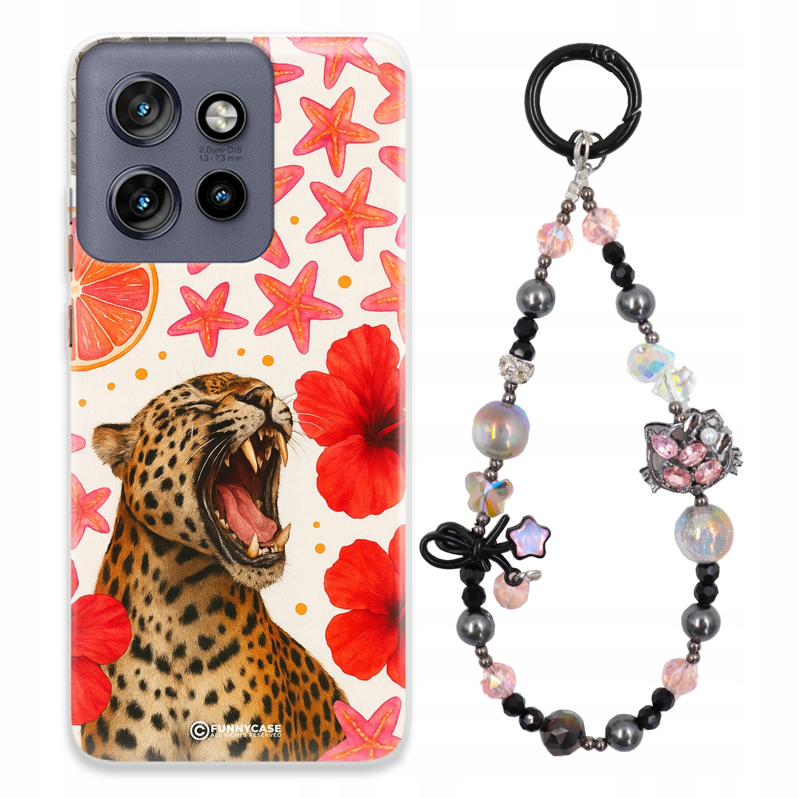 Pouzdro Pro Motorola Edge 50 Neo Glamour Panterka Přívěsek Na Klíče Kameny Krystaly Vz