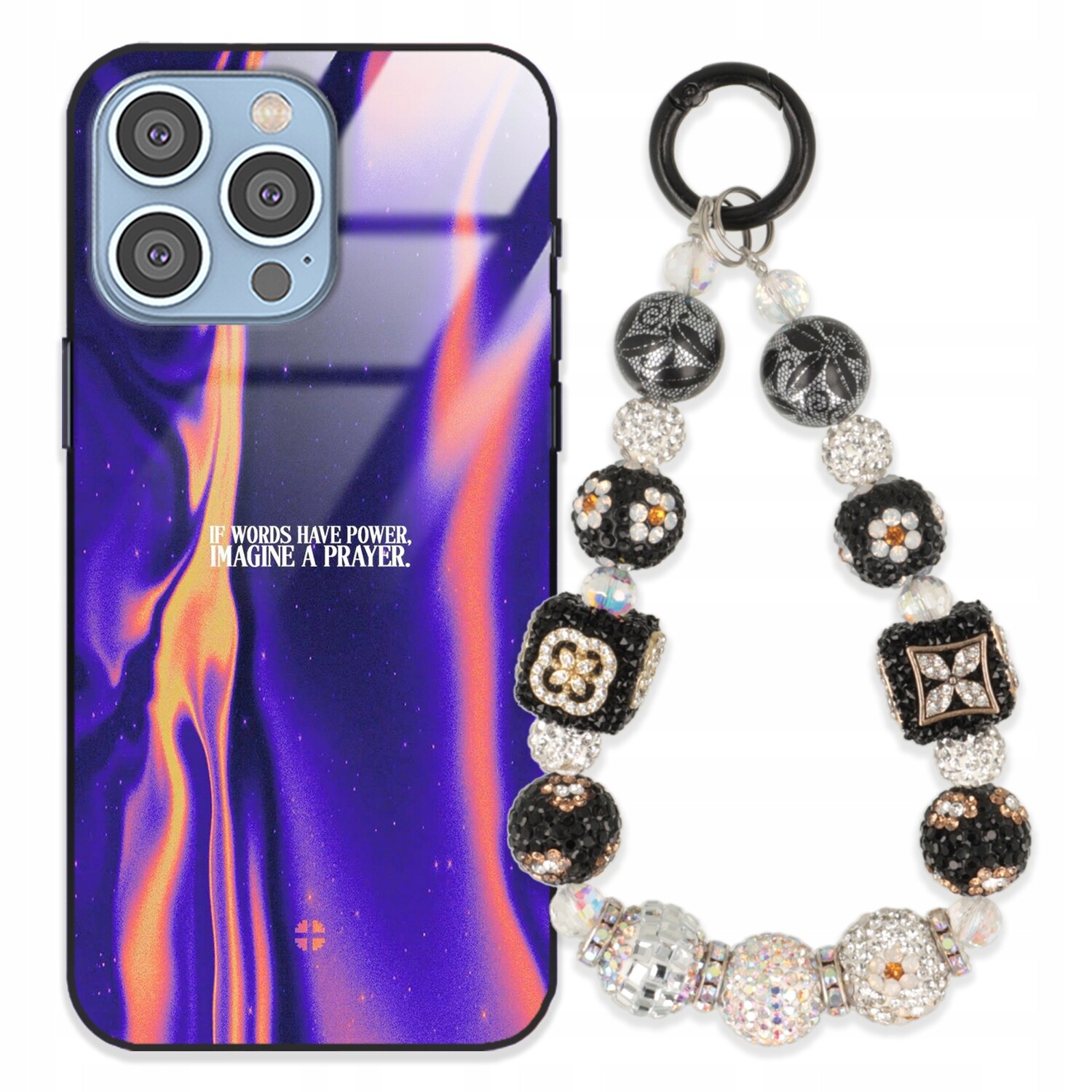 Pouzdro Pro Iphone 14 Pro Max Glass Přívěsek Na Klíče Elegantní Kryt Premium Wz