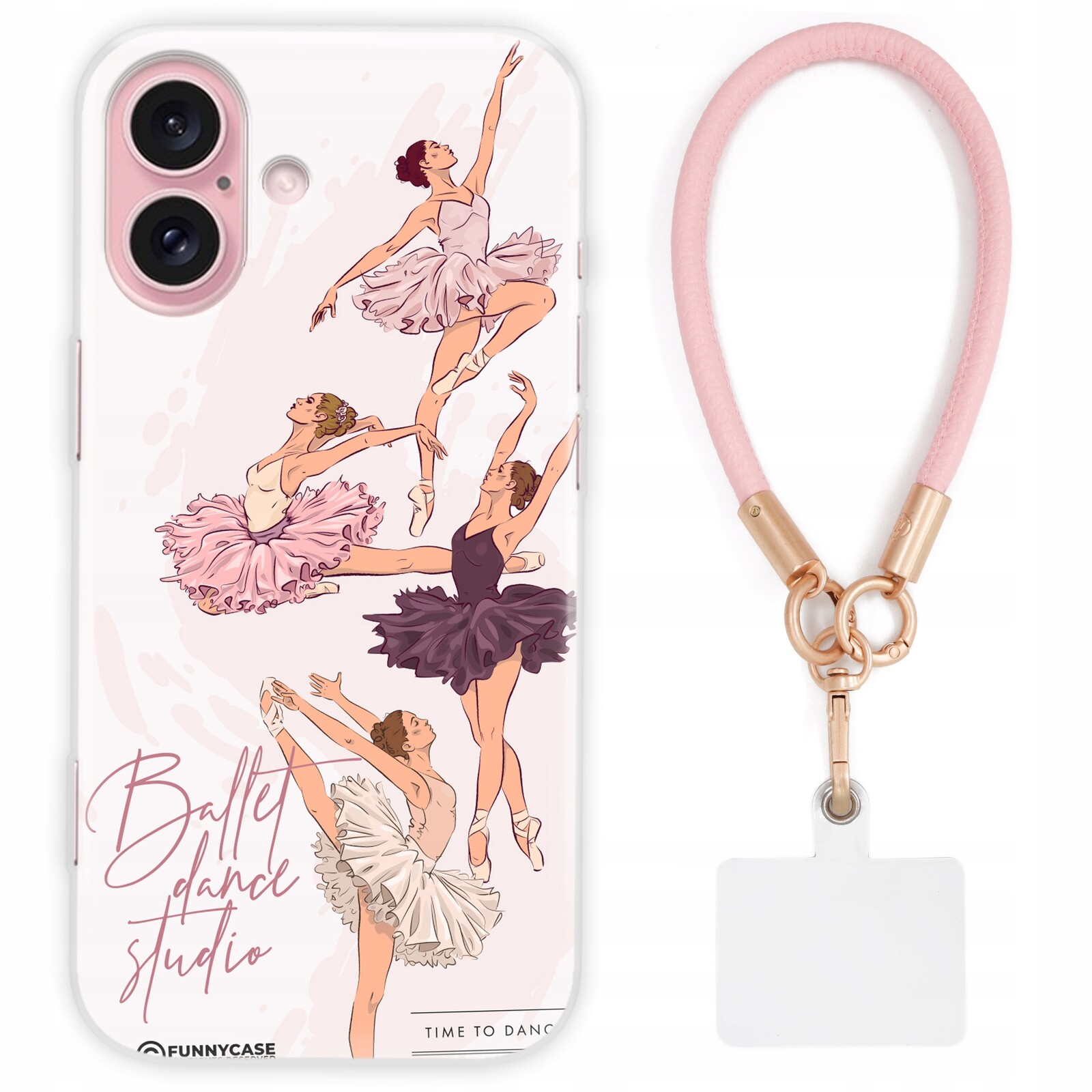 Pouzdro Pro Iphone 16 Case Balerina Balet Tanec Růžové Kožené Vodítko Vzory
