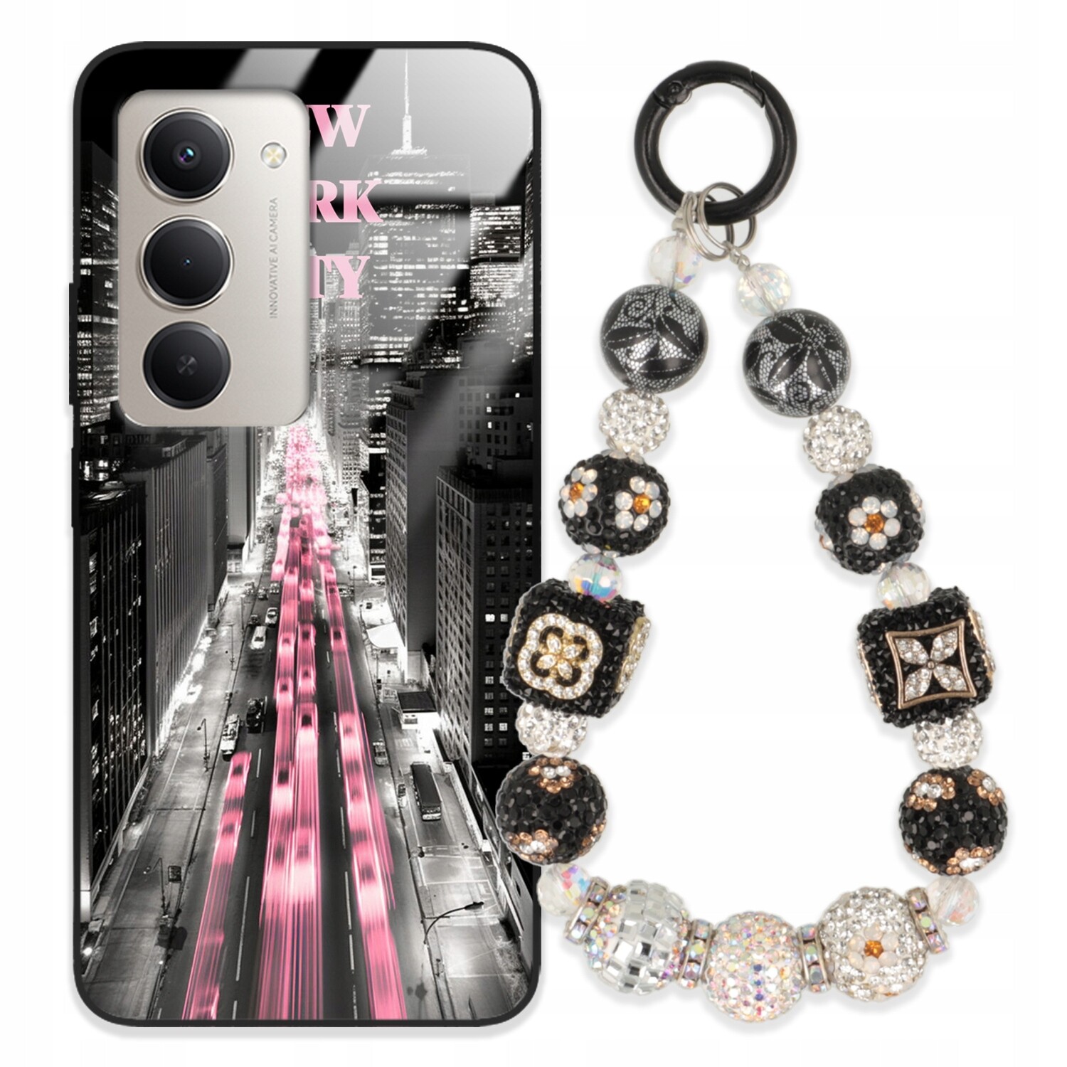 Pouzdro Pro Xiaomi Redmi 15 4G Glass Přívěsek Na Klíče Elegantní Kryt Premium Wz