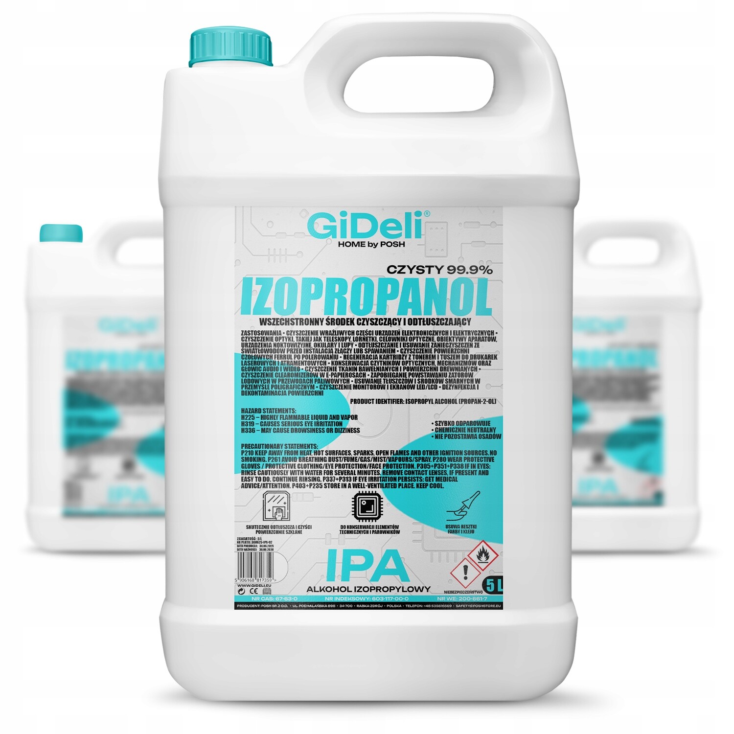 Isopropylalkohol 3x5L GiDeli Ipa Isopropanol 99,9%