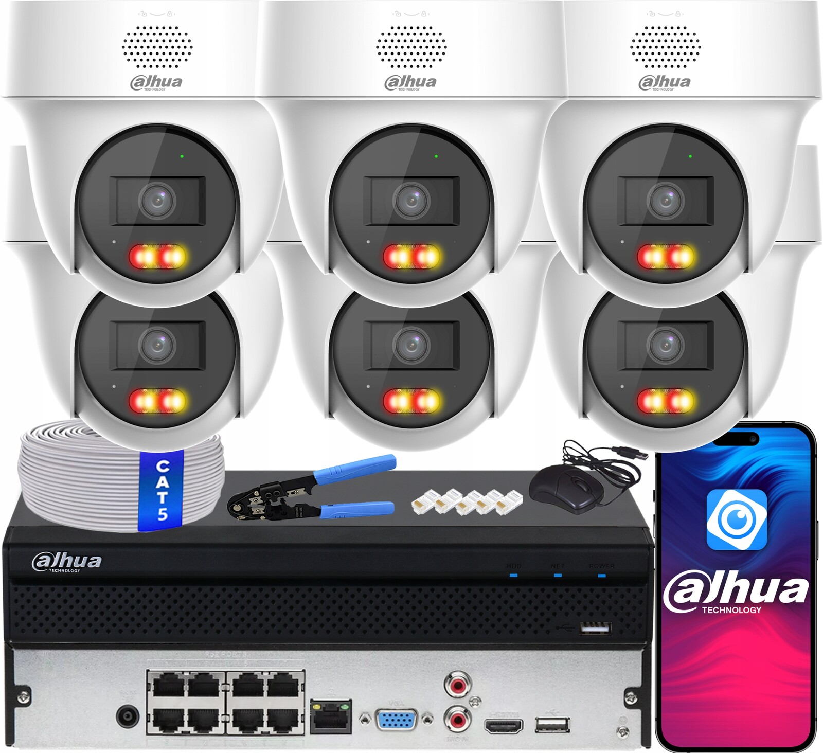 4MPx Ip monitorování Dahua 6 otočných kamer IPC-PT1439H-PV-0280B PoE Led Ir