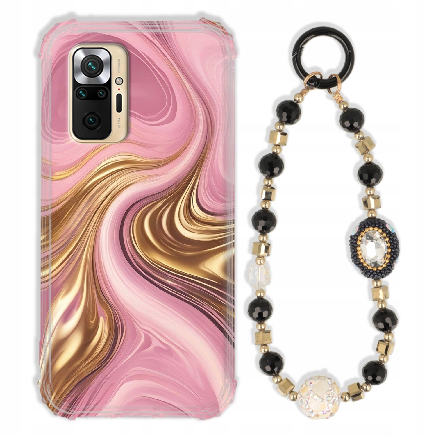 Pouzdro Pro Xiaomi Redmi Note 10 Pro Antishock Zirkony Černozlaté|pevné|