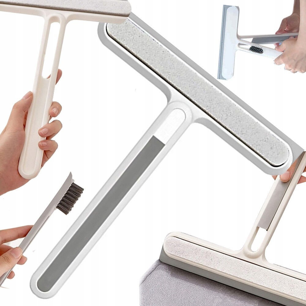 Čistič oken, stěrka s rukojetí na vodu a sklo, kartáč na drážky