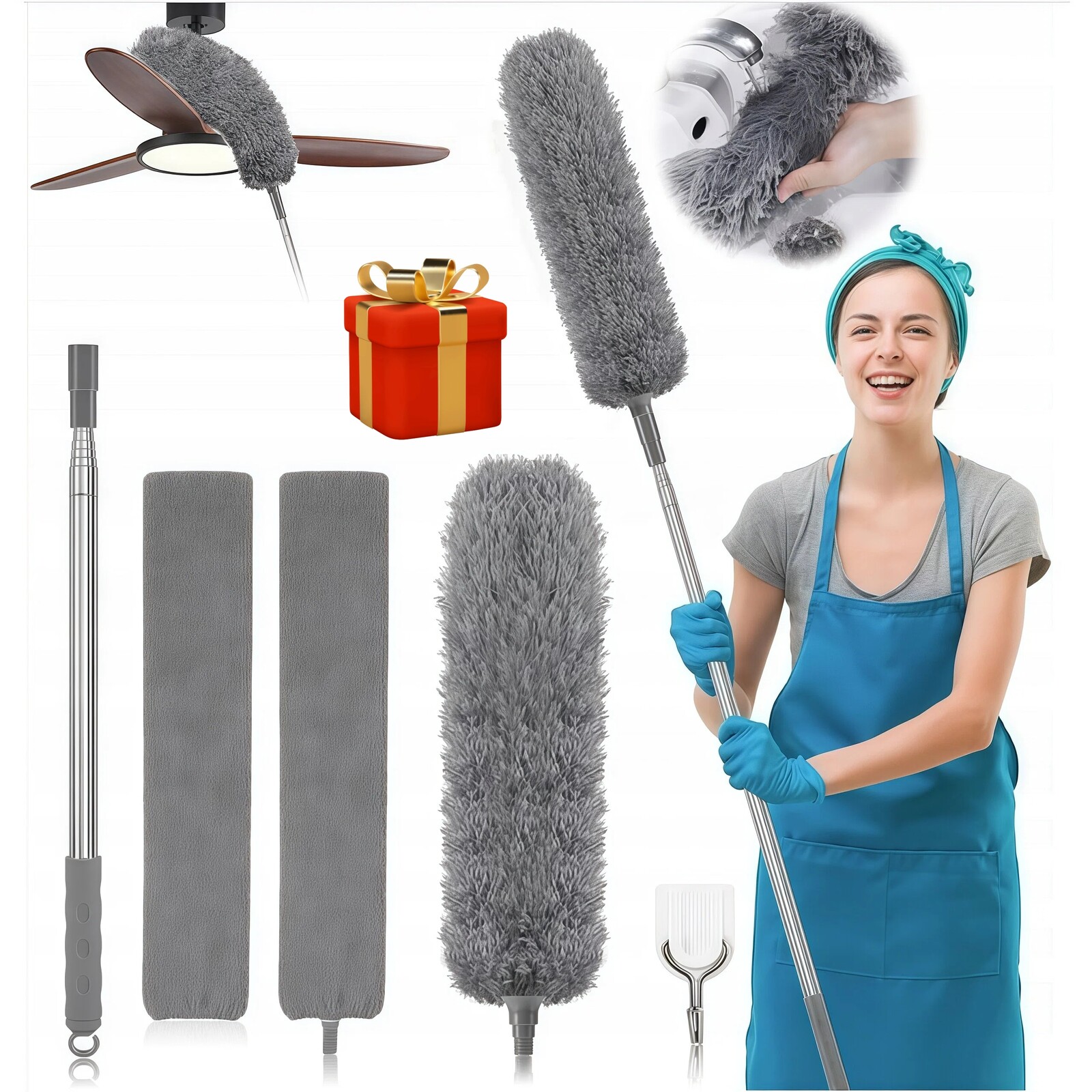 Kartáč Teleskopická metla Smetáček na prach 3 nástavce 250 cm