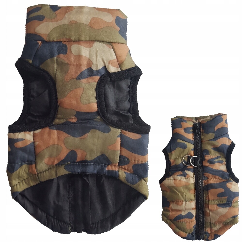 Bunda Pro Psa Kočku Teplá Vesta Obleček na zimu postroj Maskáčový Zelená S