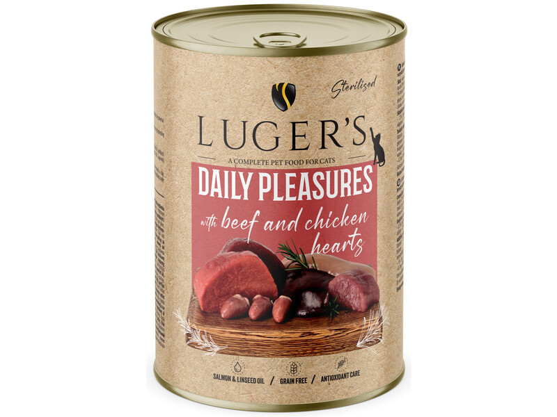 7X Lugers Daily Pleasures hovězí maso a kuřecí srdce 400 g