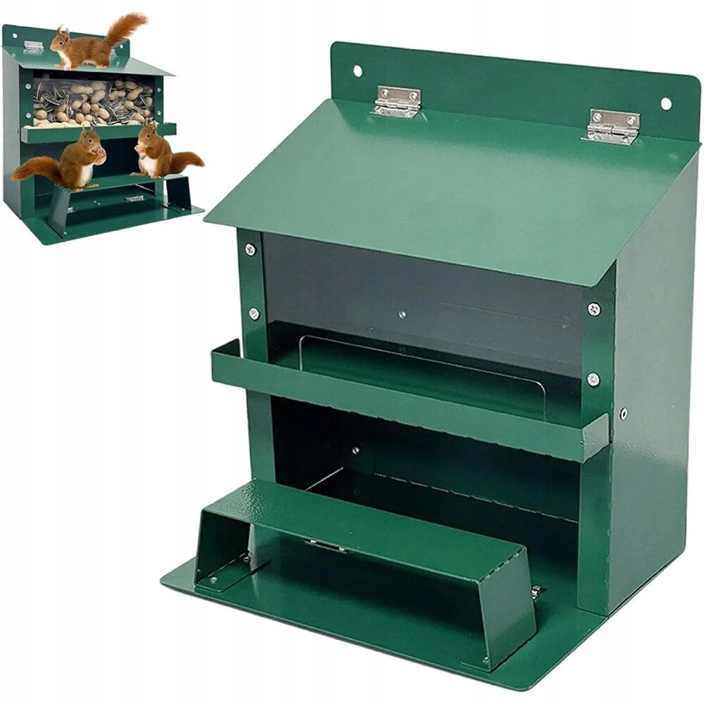Zahradní Krmítko Pro Veverky A Burunduky Zelené, Kovové, Průhledný