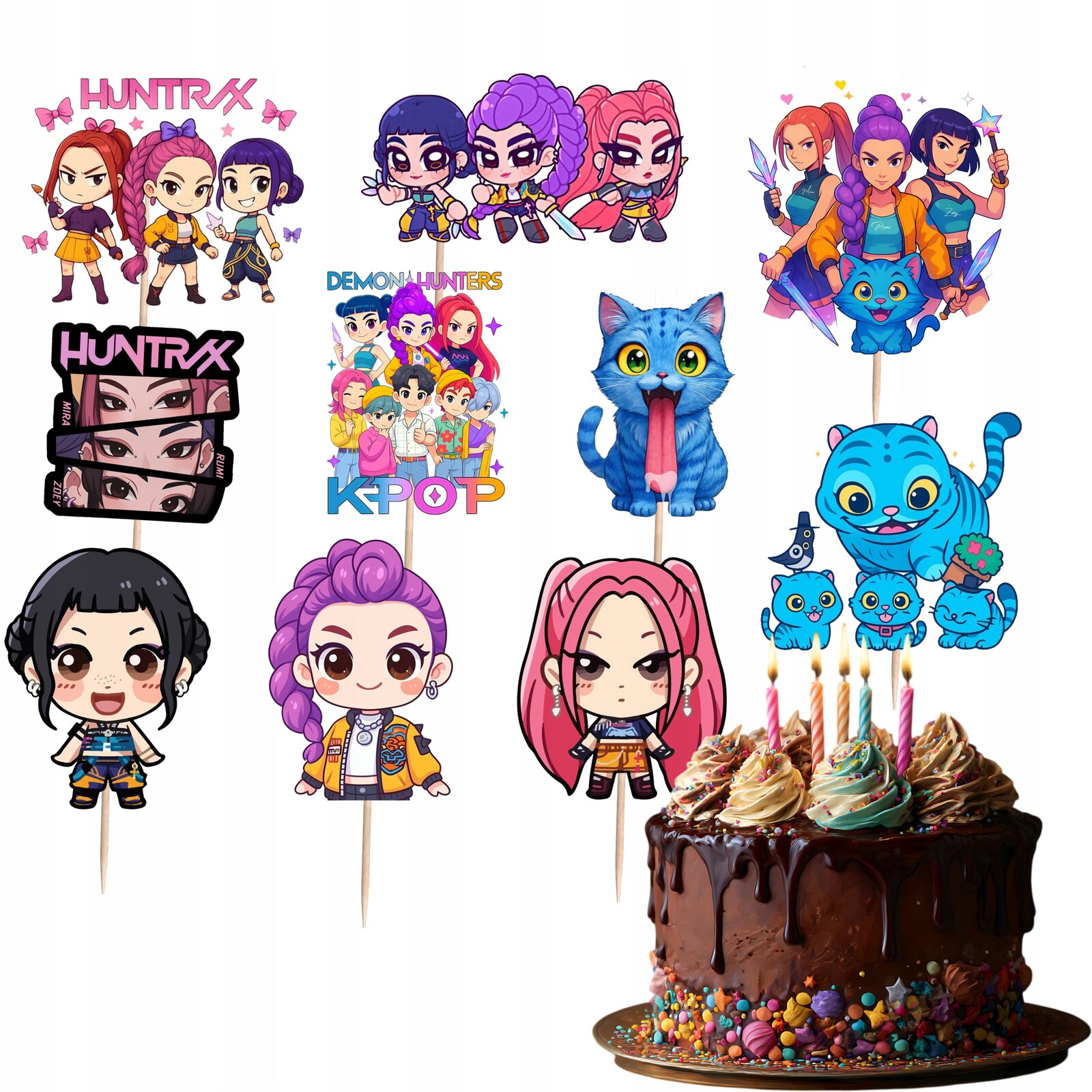 Toppery Toper Na Dort Huntrix Demon Hunters Kpop Narozeniny Ozdoba 10 ks