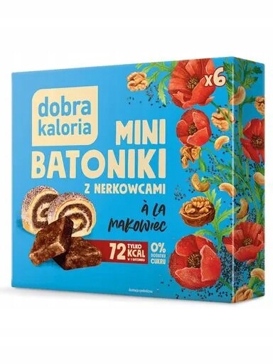 5x Zdravé Mini Tyčinky z kešu Makovec Dobra Kaloria 0% cukru 6 Ks