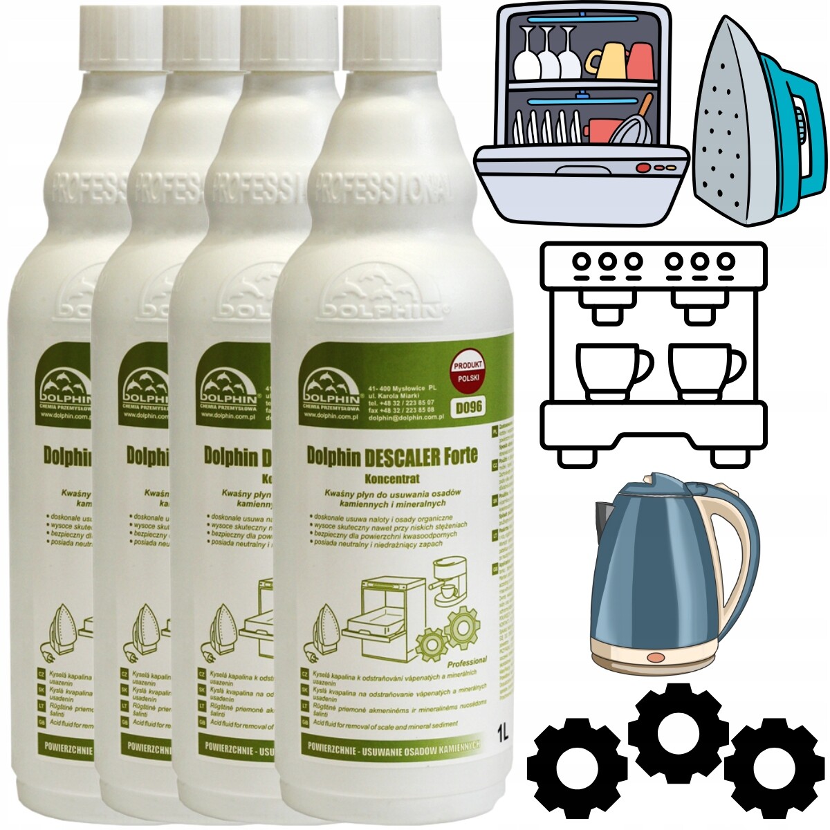 Dolphin Descaler Koncentrát Odvápňovač pro odstraňování usazenin 1 L x 4 ks