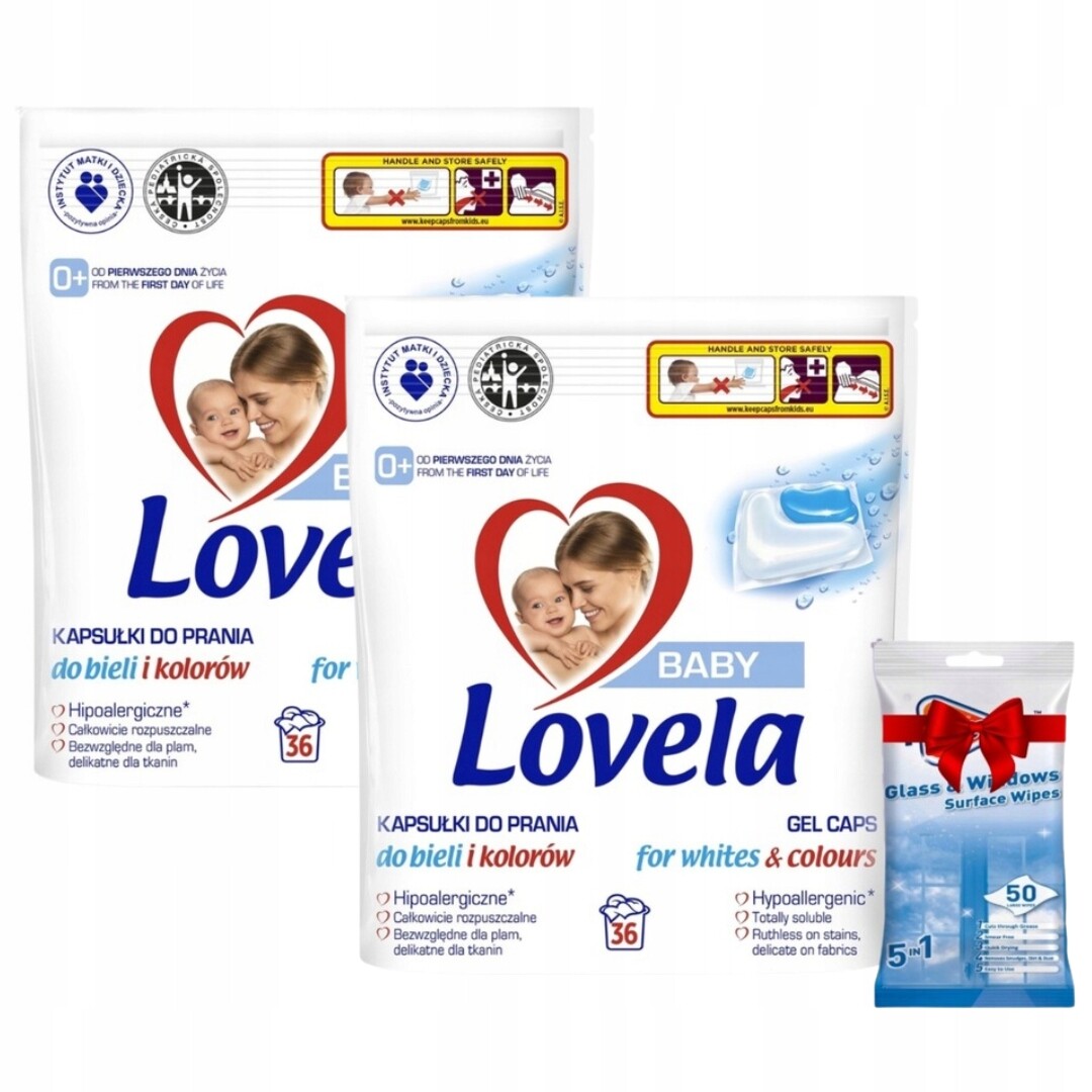 Lovela Baby Kapsle na praní bílého prádla a barev 36 ks x2 Dárek