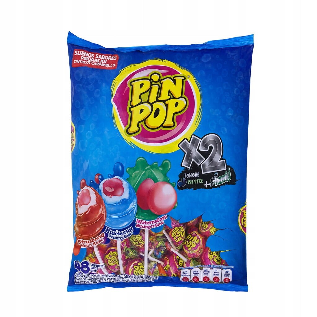 Lízátka Barvící Jazyk Aldor Pin Pop Lízátka Tongue Painter Fizzy MIX 48KS
