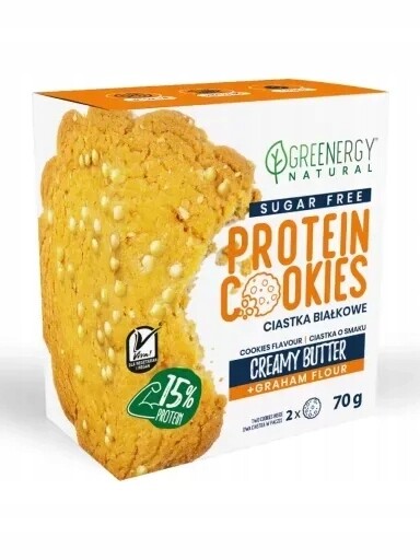 6 x Proteinové sušenky Sugar Free s máslovou příchutí Greenergy, 70 g