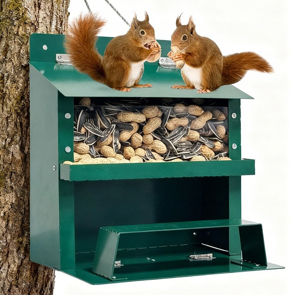 Zahradní Krmítko Pro Veverky Kovové, Zelené, 22.5 X 18.5 X 23 CM
