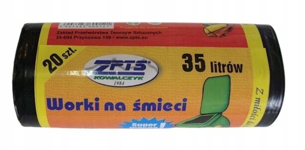 13X Zpts Kowalczyk Pytle na odpadky černé 35L 20 Kusů