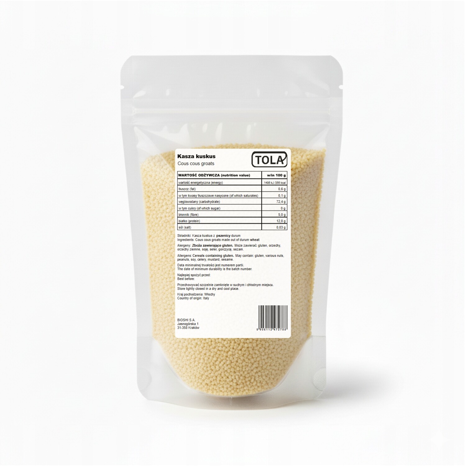 Kuskusová kaše 5 kg – přírodní, vysoká kvalita Tola