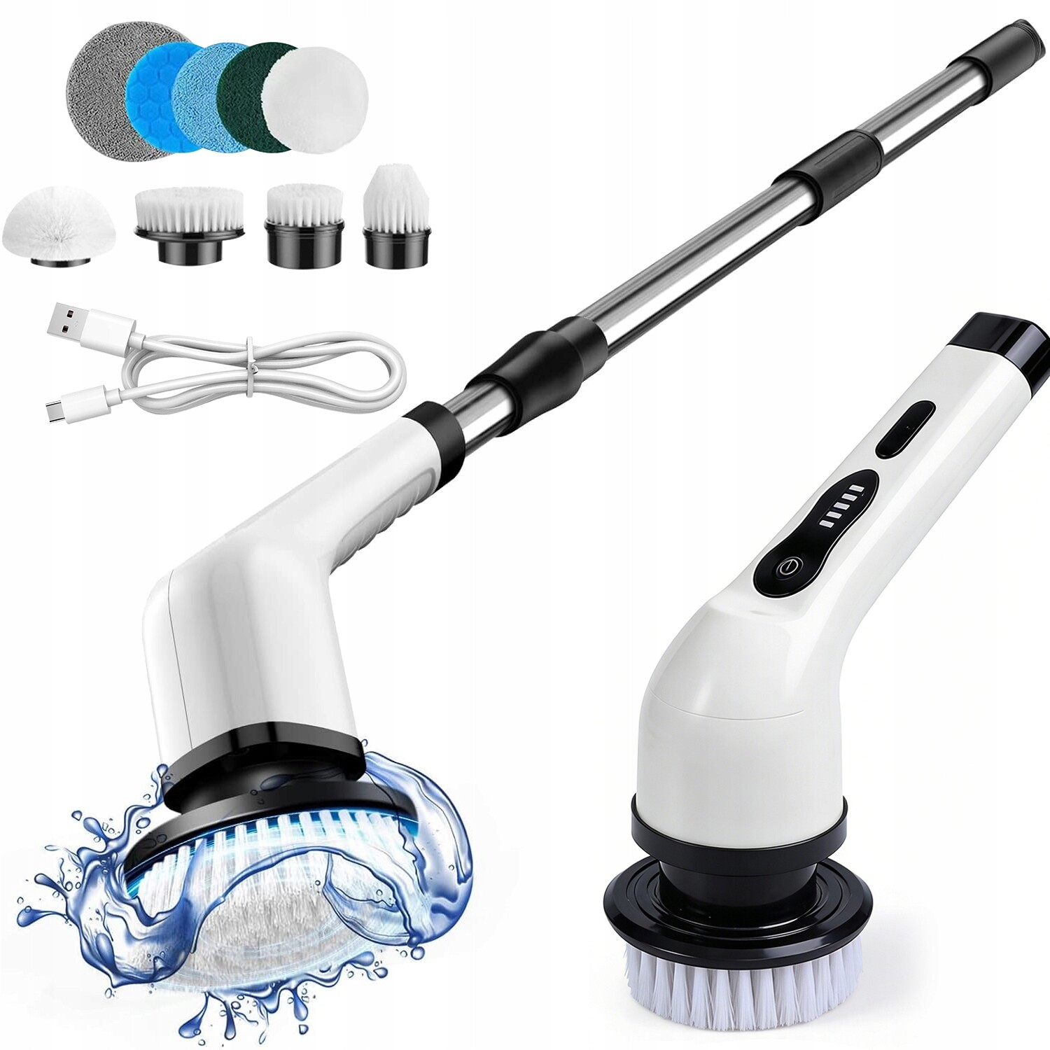 9 V 1 Elektrický Rotační Čisticí Kartáč, Sada Pro Otáčení O 360°