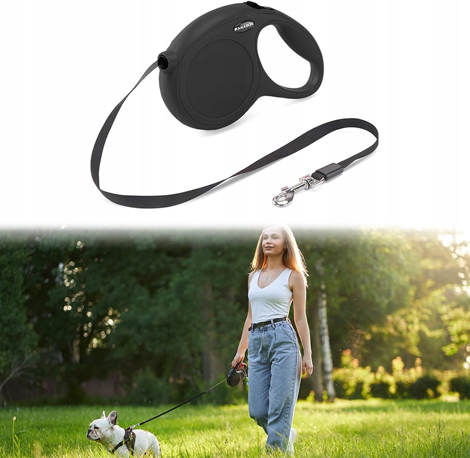 Vysouvací Vodítko Pro Psy Tlačítko Blokování Protiskluzová Rukojeť Černá 5 m