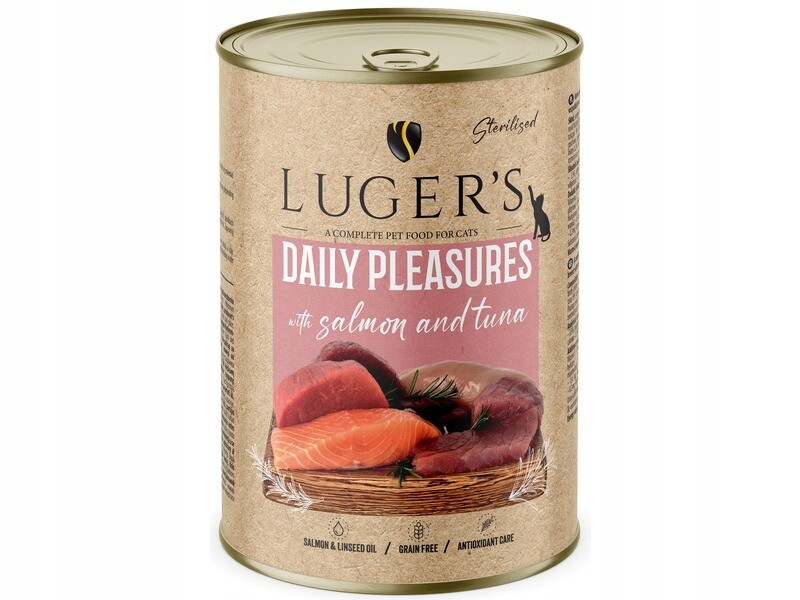 7X Luger's Daily Pleasures Sterilizovaný losos a tuňák 400g