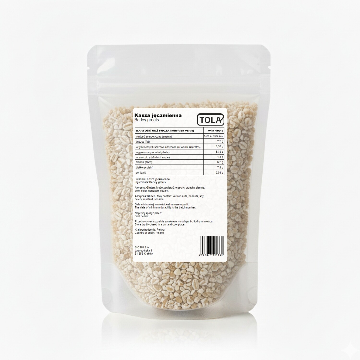 Ječná kaše 25 kg – přírodní, vysoká kvalita Tola