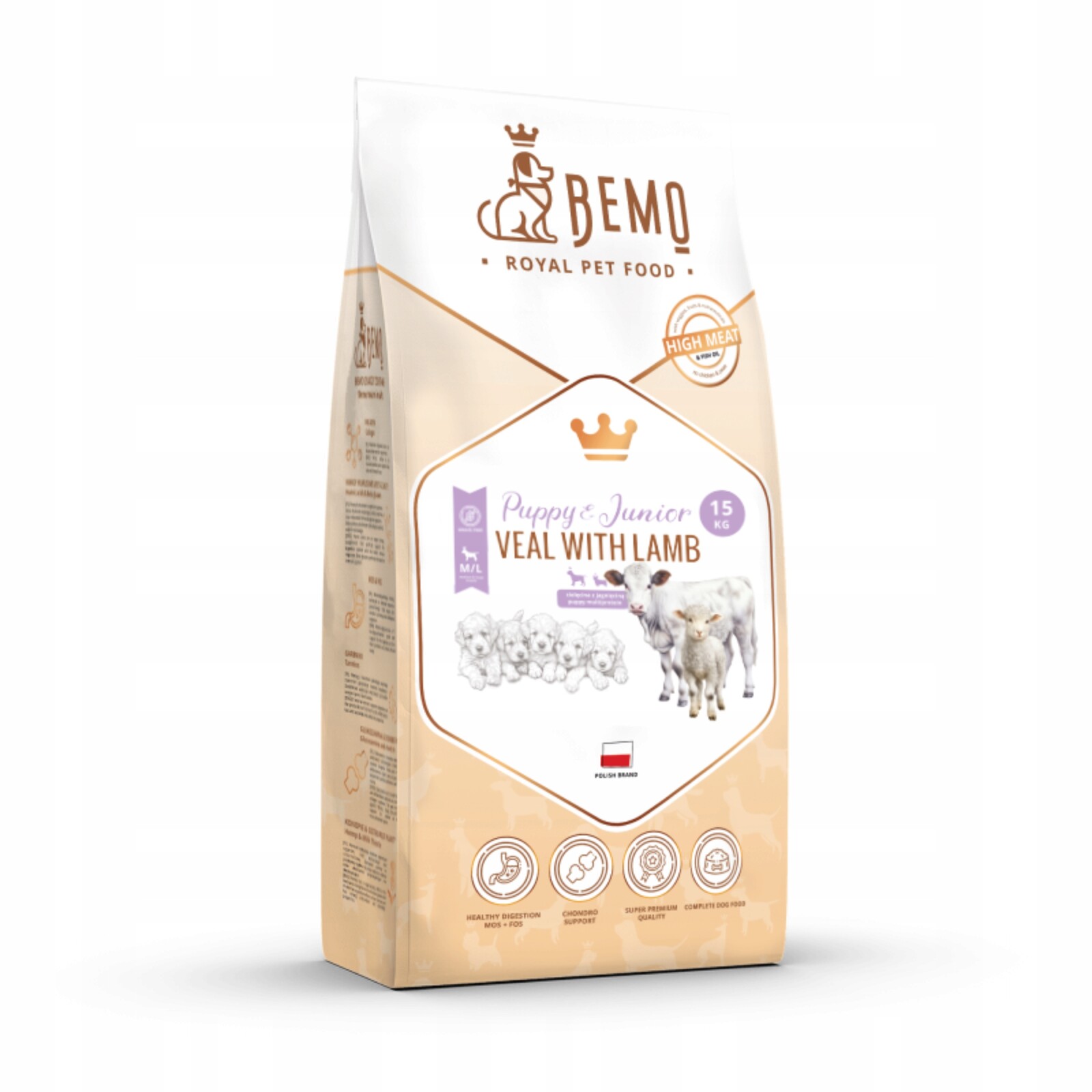 Krmivo pro štěňata suché Bemo Puppy Junior 15 kg telecí jehněčí maso