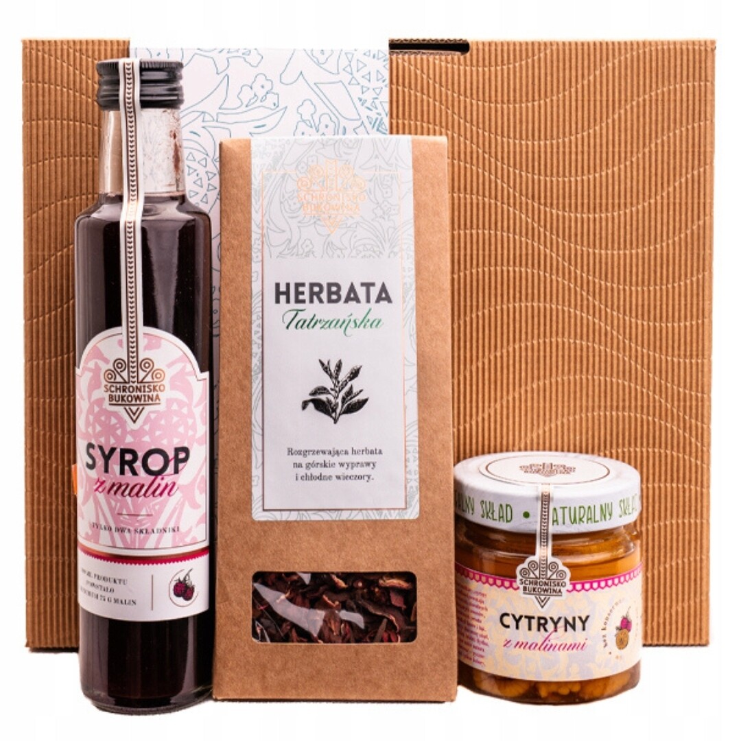 Krabička Schronisko Bukowina čaj citronový sirup s malinami