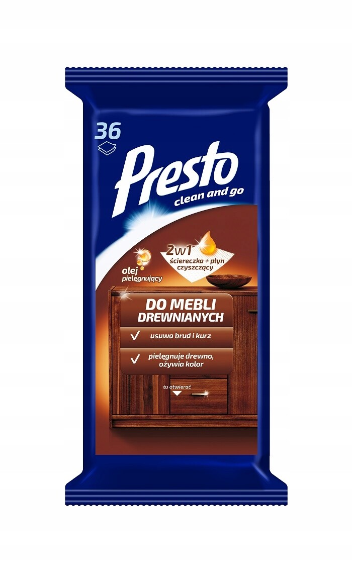 13X Presto Vlhčené utěrky na dřevěný nábytek 36 ks