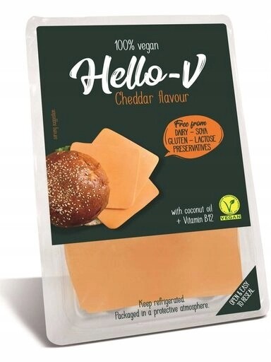 5 x Hello-v Rostlinná alternativa sýra cheddar- plátky 140 g