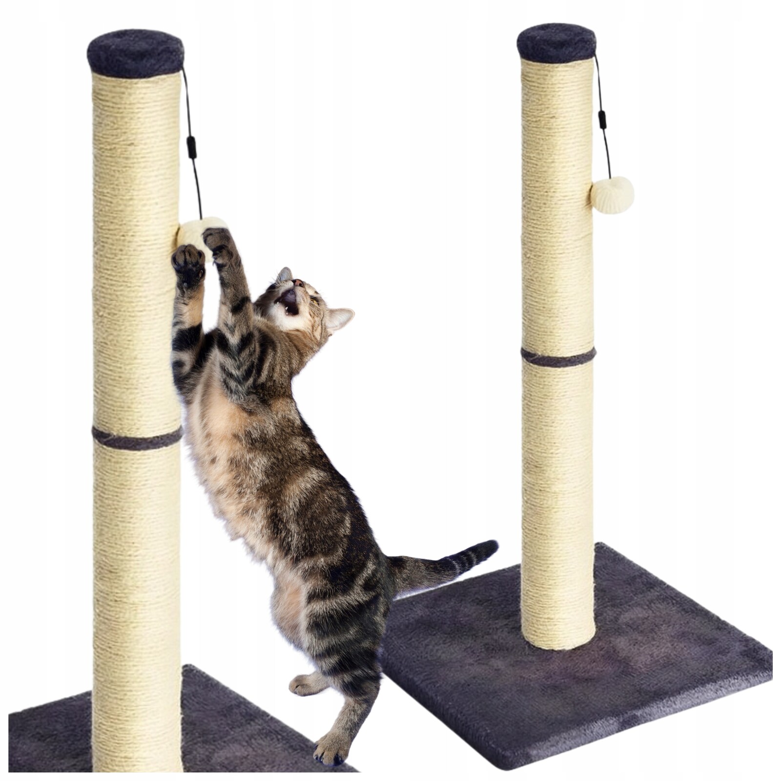 Škrabadlo Pro Kočky Sloupek 74 CM Vysoký Sisal Hračka Bambule