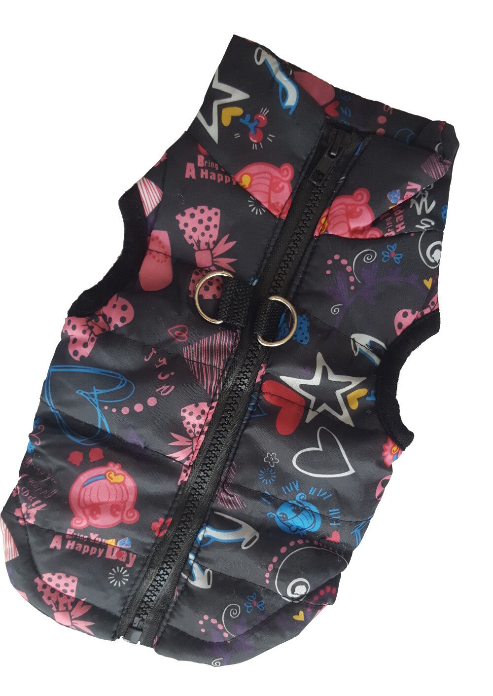 Bunda Pro Psa Kočku teplá Vesta Oblečení na zimu Černé Hvězdičky S