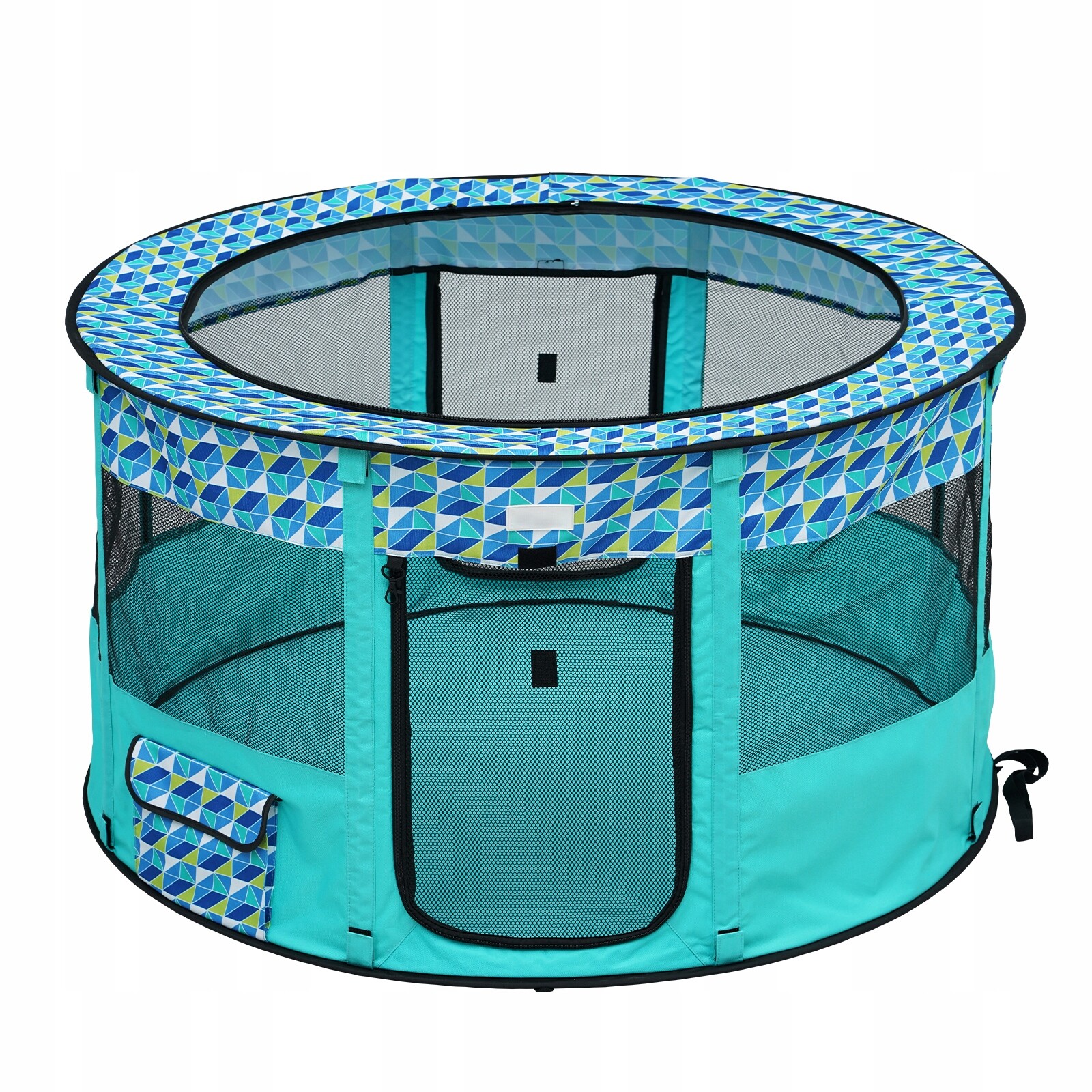 SucceBuy Kotec pro štěňata 1117x1117x609MM Kulatý s skládací miskou