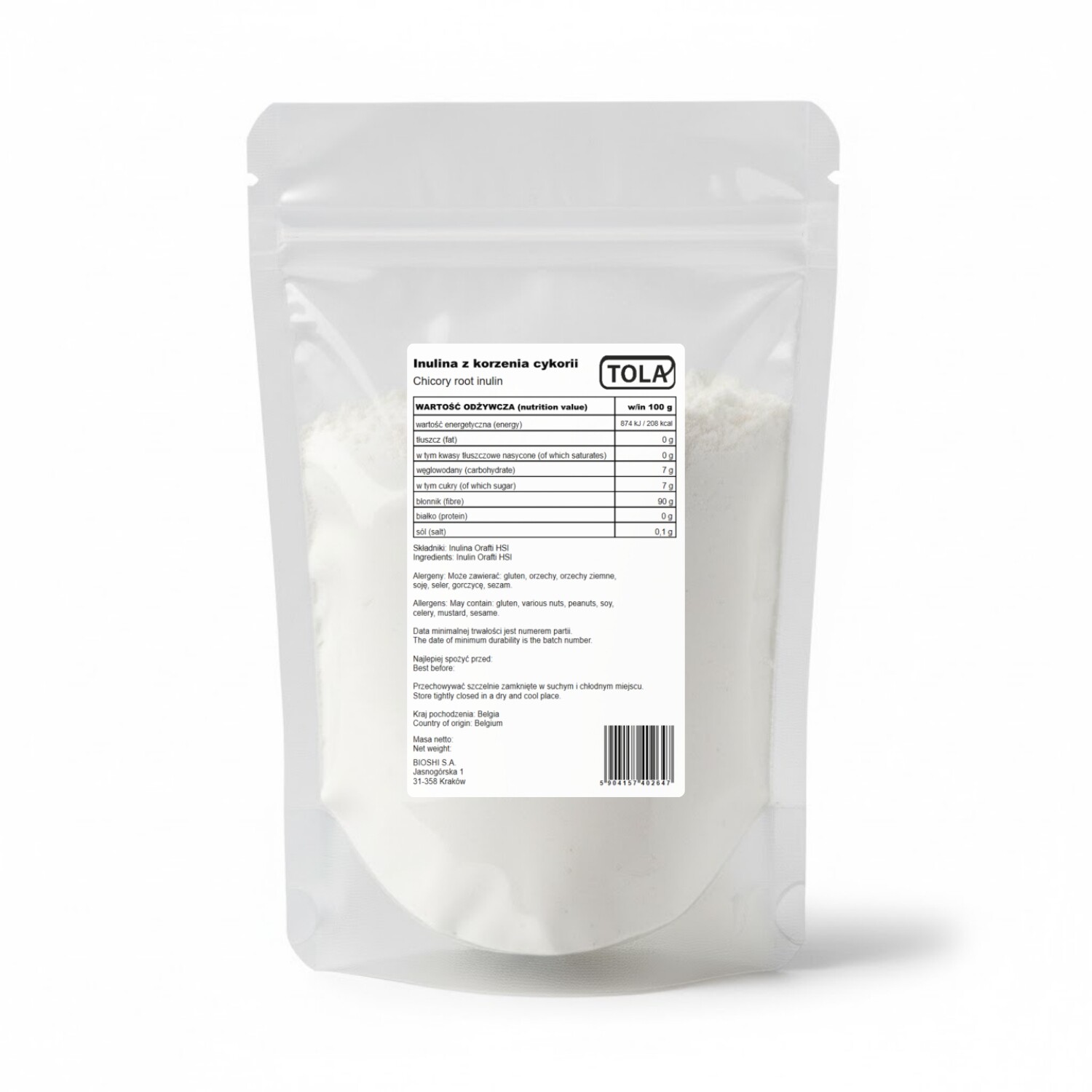 Inulin z kořene čekanky 10 kg – přírodní vláknina, vysoká kvalita Tola