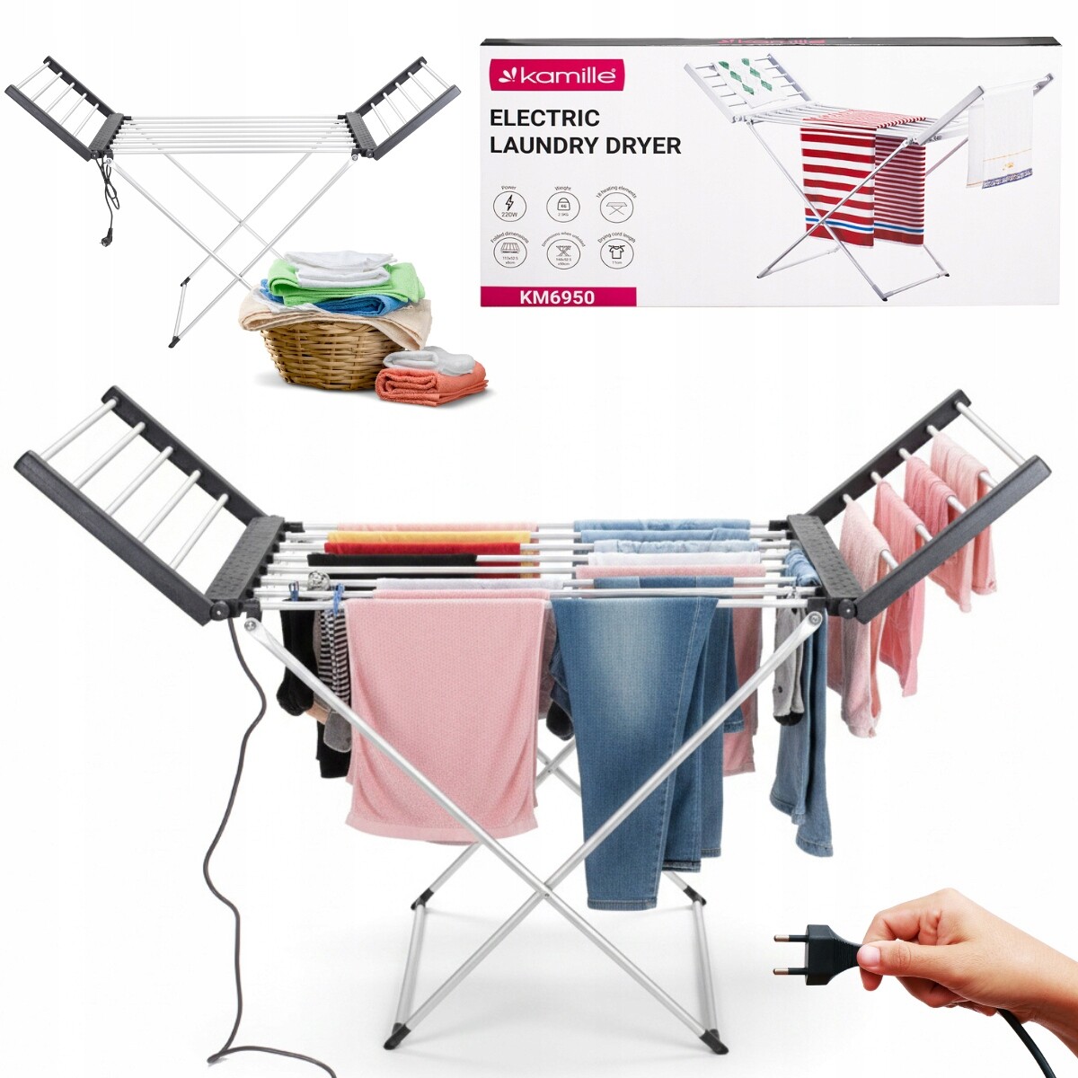 Sušák Skládací hliníková 220W Kamille