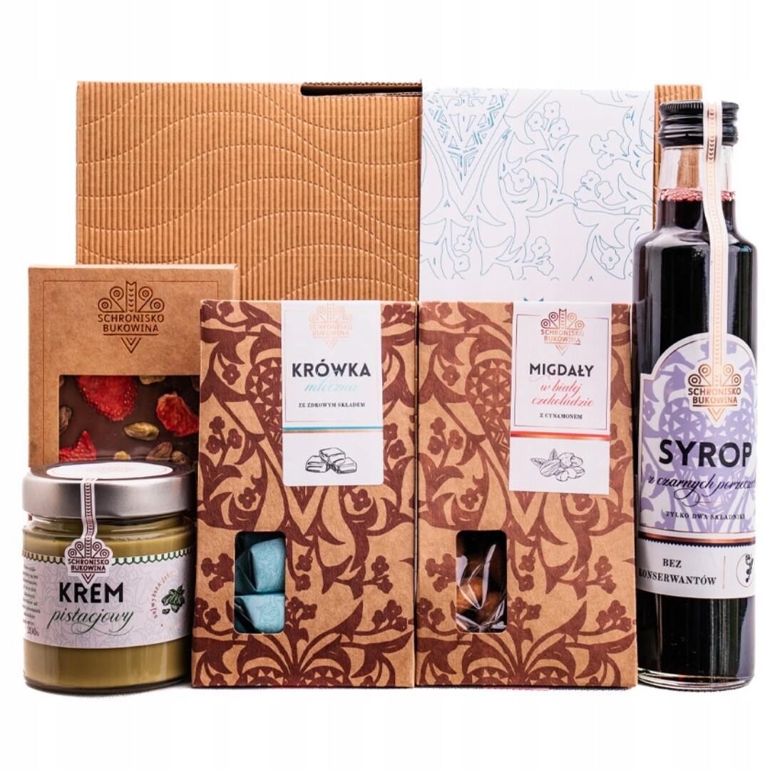 Sada hvězdiček Schronisko Bukowina kravička mandle čokoláda krémový sirup