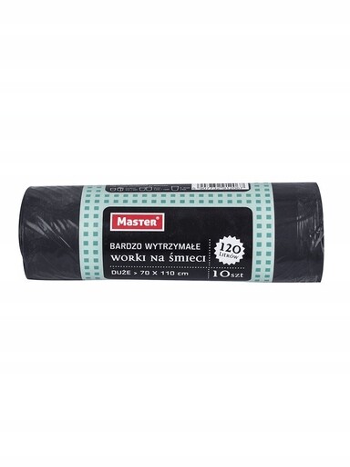 10x Master Velmi silné černé pytle na odpadky 120L 10 Kusů